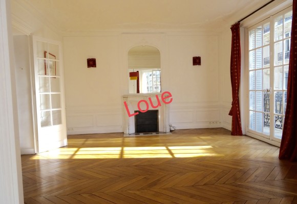 Vide – 3 ch – 125 m2 + 12 m2 balcon – Paris 17e – Ternes Wagram Courcelles – Loyer cc : 3.750 euros.