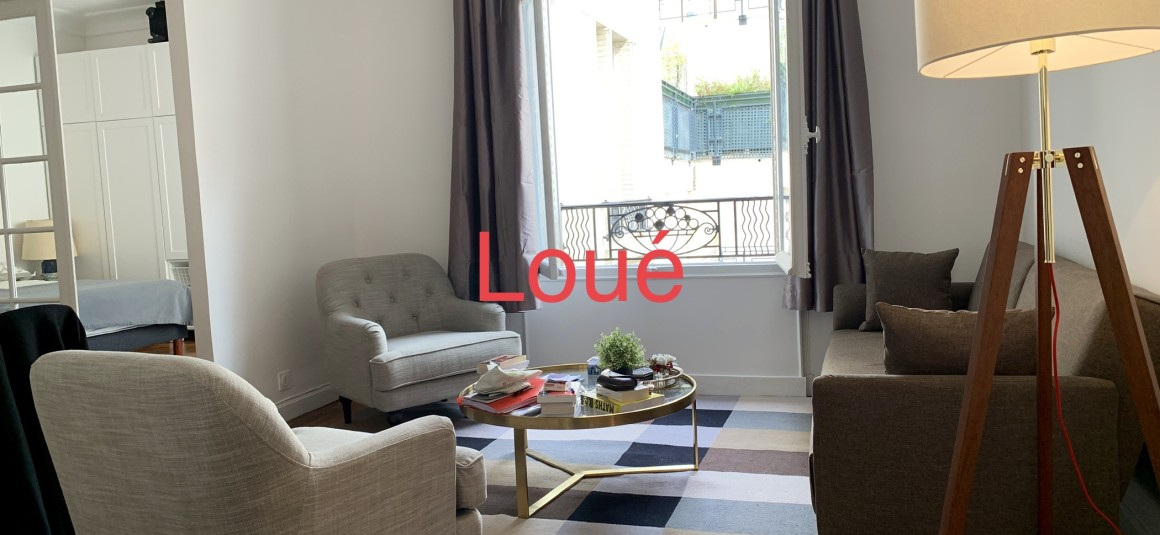MEUBLÉ – 1 ch – Paris 16e – Square d’Alboni – Passy – 47 m2 – Loyer cc : 1.950 cc (chauff. coll.)