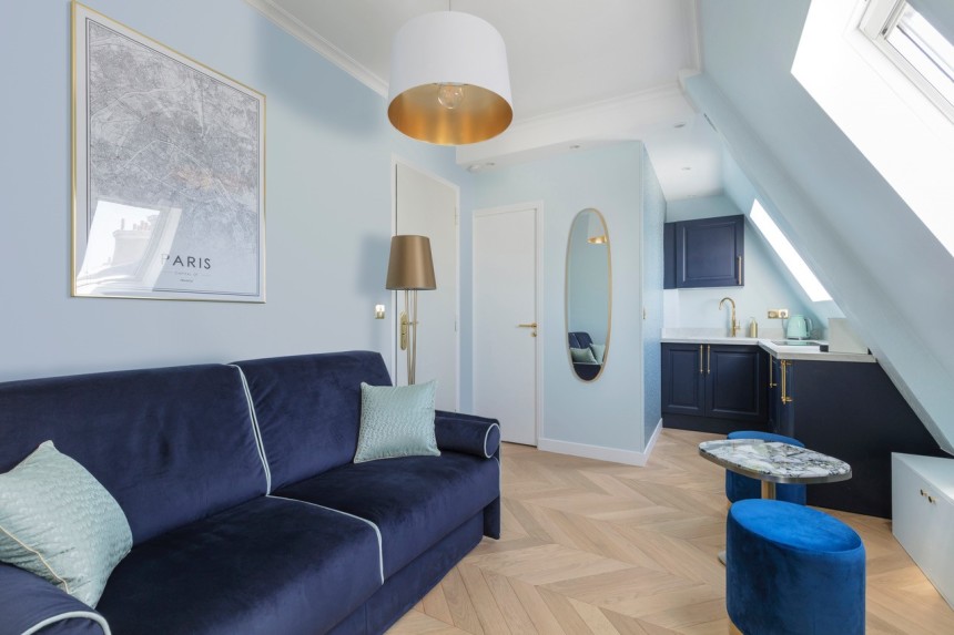 MEUBLÉ – Studio + coin chambre – 22 m2 au sol – Paris 8e – Parc Monceau – Loyer cc : 1.100 euros cc