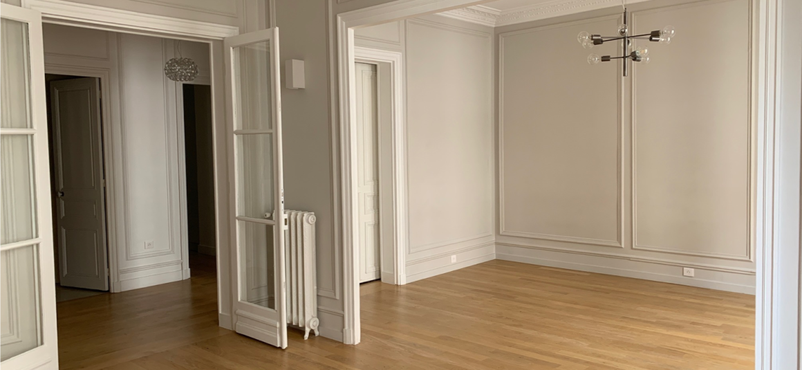 VIDE – Refait neuf – 3 ch – Paris 17e – Quartier Levis – Villiers – 1er étage ascenseur – 110 m2 – Loyer cc : 3.950 €