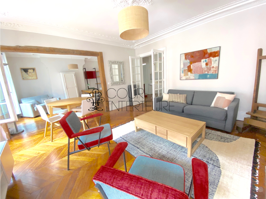 MEUBLÉ – 2 ch + bureau – 90 m2 – Paris 17ème – Rue Labie – 4e étage ascenseur – Metro : Ternes – Argentine – Loyer cc : 2.710 euros cc