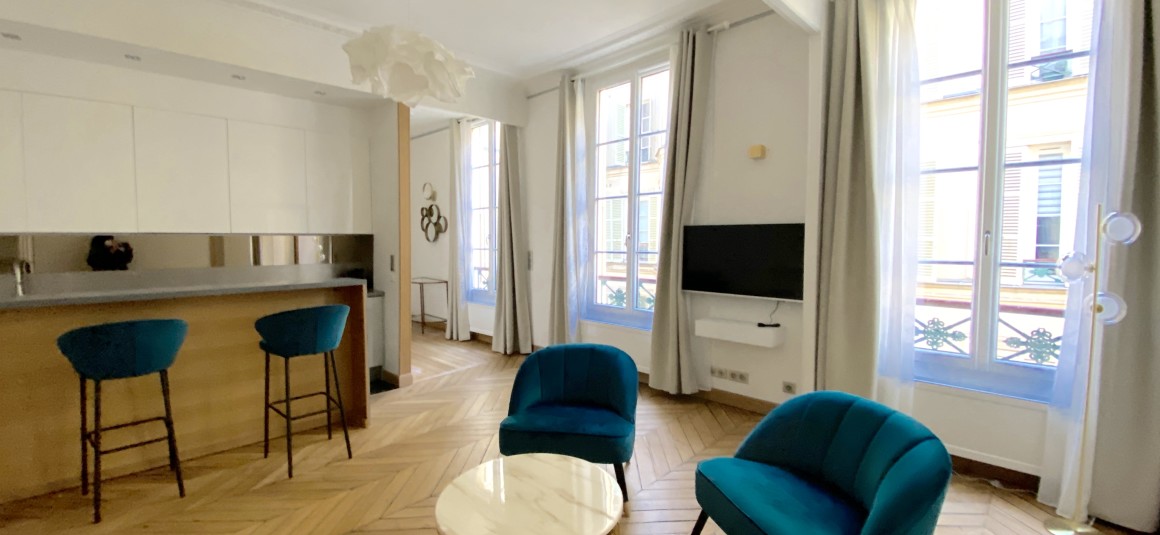 MEUBLÉ – 1ch – Paris 9ème – 47 m2 – Rue de la Grange Batelière – Richelieu Drouot – 3ème étage ascenseur – Loyer cc : 2.200 €
