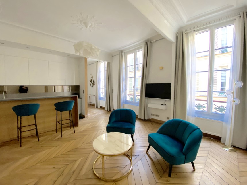 MEUBLÉ – 1ch – Paris 9ème – 47 m2 – Rue de la Grange Batelière – Richelieu Drouot – 3ème étage ascenseur – Loyer cc : 2.200 €