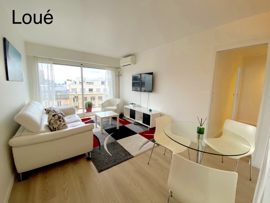 MEUBLÉ – 1 chambre + bureau + Balcon – 50 m2 – refait neuf – Paris 8e (17eme) – Ave de Wagram – 7ème étage ascenseur – Climatisé – Loyer cc : 2.100 euros