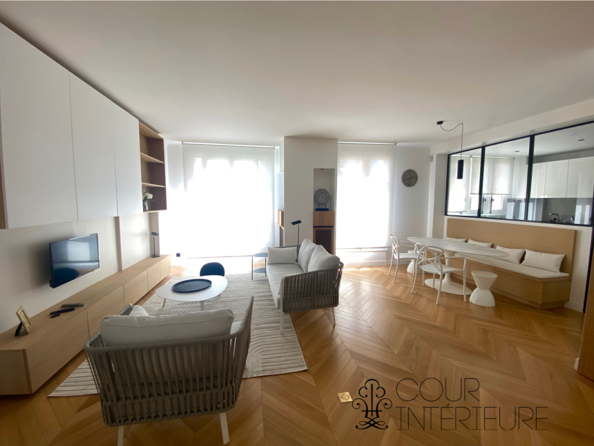 MEUBLÉ – EXCEPTIONNEL – 1ère LOCATION – RÉFECTION HAUT DE GAMME – 2 chambres – 98 m2 – Paris 6ème – Jardin du Luxembourg – Rue Boissonade – 3ème étage ascenseur – Loyer charges comprises : 4.300 euros (chauffage et eau chaude centrals inclus et Internet inclus)