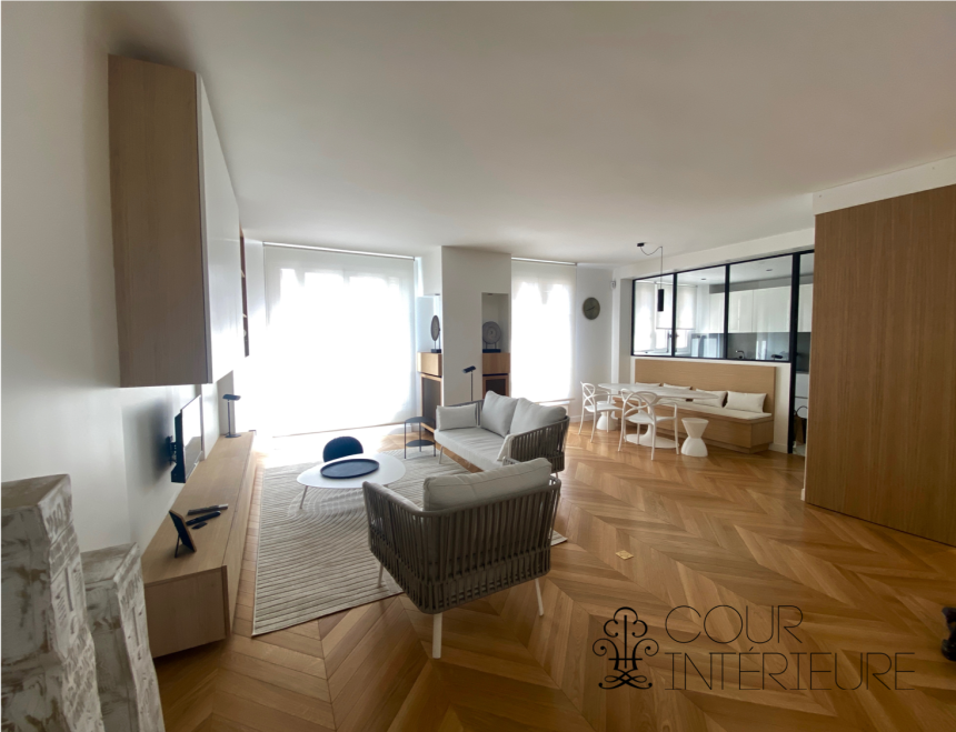 MEUBLÉ – EXCEPTIONNEL – 1ère LOCATION – RÉFECTION HAUT DE GAMME – 2 chambres – 98 m2 – Paris 6ème – Jardin du Luxembourg – Rue Boissonade – 3ème étage ascenseur – Loyer charges comprises : 4.300 euros (chauffage et eau chaude centrals inclus et Internet inclus)