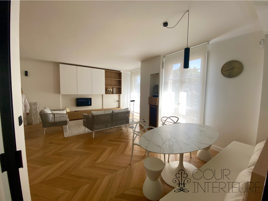 MEUBLÉ – EXCEPTIONNEL – 1ère LOCATION – RÉFECTION HAUT DE GAMME – 2 chambres – 98 m2 – Paris 6ème – Jardin du Luxembourg – Rue Boissonade – 3ème étage ascenseur – Loyer charges comprises : 4.300 euros (chauffage et eau chaude centrals inclus et Internet inclus)