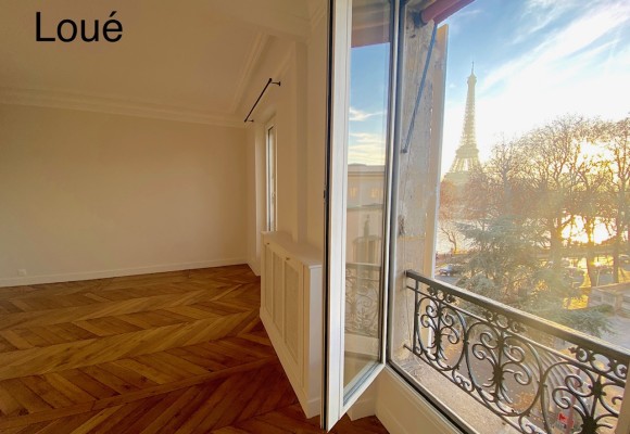 LOCATION VIDE – RÉFECTION TOTALE – VUE TOUR EIFFEL – 2 chambres – Paris 16ème – ALMA MARCEAU – 75 m2 – 4ème étage avec ascenseur – Loyer charges comprises : 3.000 € (dont 250 € provisions pour charges) PARKING dans l’impasse compris