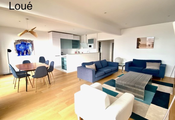 MEUBLÉ – 3 chambres – Paris 16ème – PASSY – 100 m2 – 9ème étage ascenseur + Balcon filant – VUE TOUR EIFFEL – Loyer charges comprises : 4.540 euros (poss. parking sous-sol en sus)