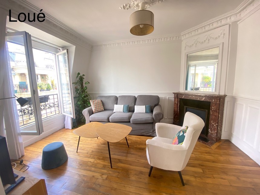 MEUBLÉ –  Double séjour + 1 chambre – 62 m2 – Paris 18ème – Rue Lapeyrère – Jules Joffrin – 6ème étage ascenseur – Loyer charges comprises  : 2.100 €