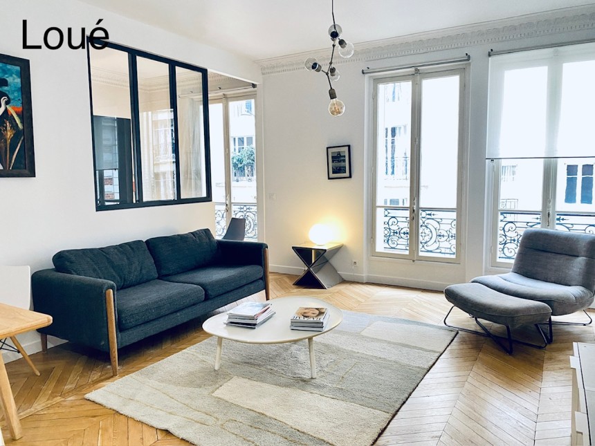 MEUBLÉ – 2 chambres – Paris 16ème – Rue Chalgrin – Petit balcon – 65  m2 – 1er étage ascenseur – Loyer charges comprises : 3.000 euros cc