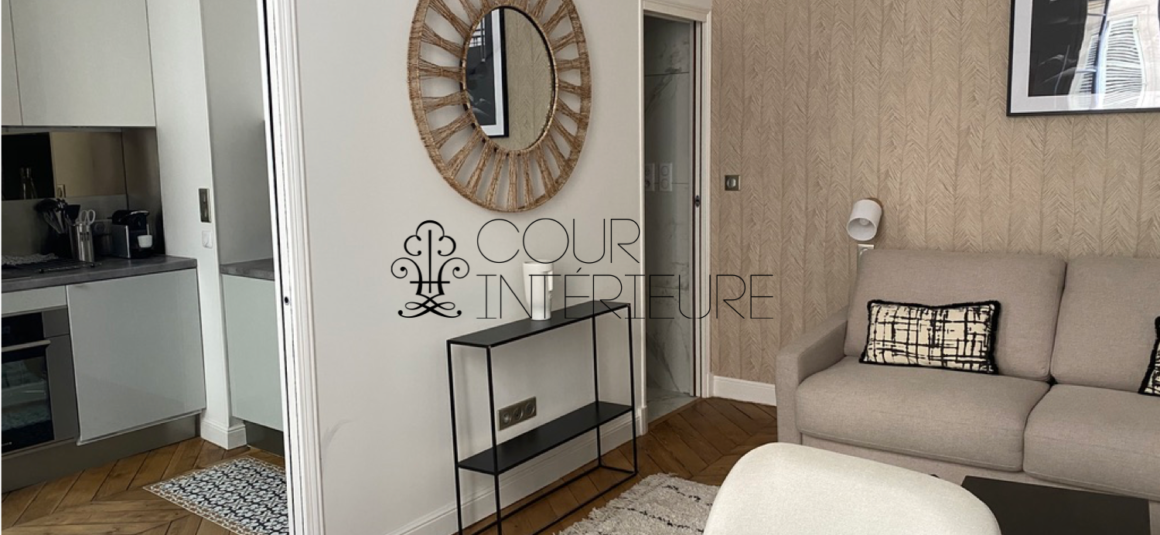 MEUBLÉ – Standing STUDIO spacieux – 26,17 m2 – Paris 9ème – Rue de la Grange Batelière – Richelieu Drouot – 3e étage avec ascenseur – Loyer charges comprises : 1.460 €