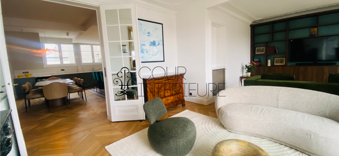 Sans titre13 MEUBLÉ – 4 chambres – RÉNOVATION TOTALE de STANDING – PARIS 17ème – Avenue des Ternes – 175 m2 – Balcon / Terrasse – 7ème et dernier étage – Loyer charges comprises : 12.000 euros