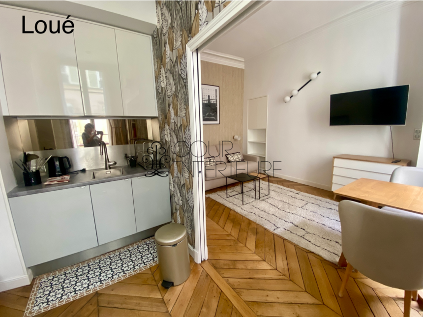 MEUBLÉ – Standing STUDIO spacieux – 26,17 m2 – Paris 9ème – Rue de la Grange Batelière – Richelieu Drouot – 3e étage avec ascenseur – Loyer charges comprises : 1.460 €