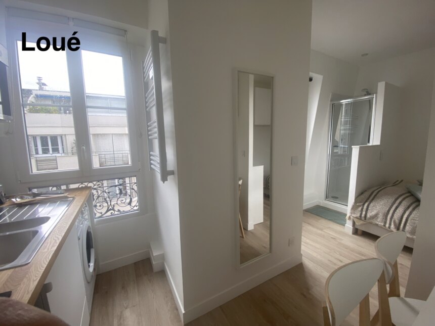 MEUBLÉ – Studio – 17ème – Wagram / Levis – Rue Jouffroy d&rsquo;Abbans – 6ème et dernier étage ascenseur – Loyer charges comprises : 800 euros