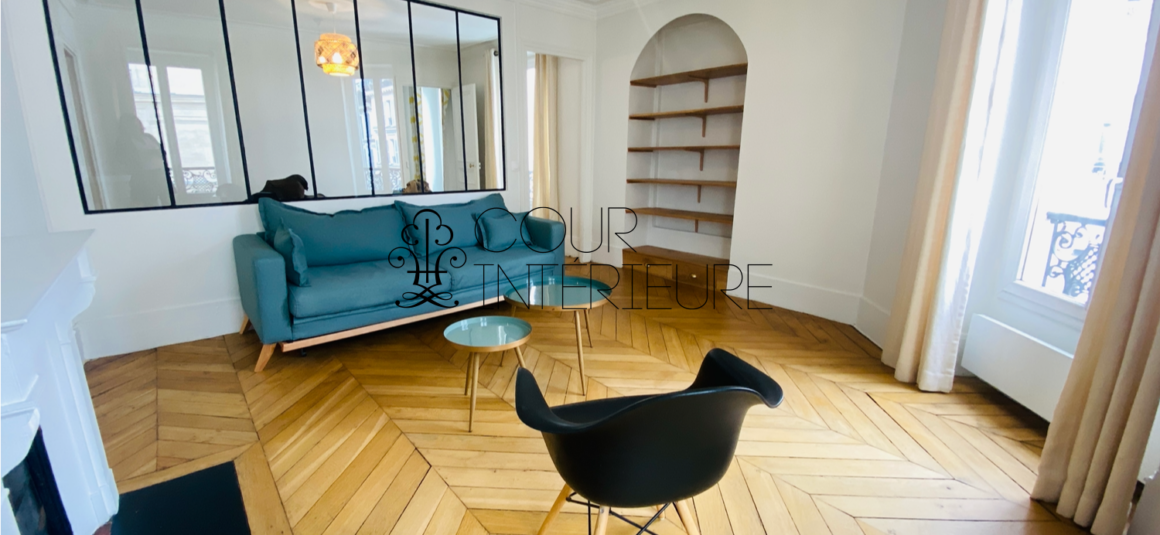 MEUBLÉ – 1 chambre + double séjour – Paris 17ème – 58 m2 – Coeur Village Batignolles – Rue Legendre – 3ème étage avec ascenseur – Loyer charges comprises : 2.300 euros