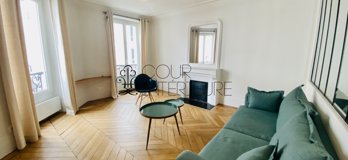 MEUBLÉ – 1 chambre + double séjour – Paris 17ème – 58 m2 – Coeur Village Batignolles – Rue Legendre – 3ème étage avec ascenseur – Loyer charges comprises : 2.300 euros