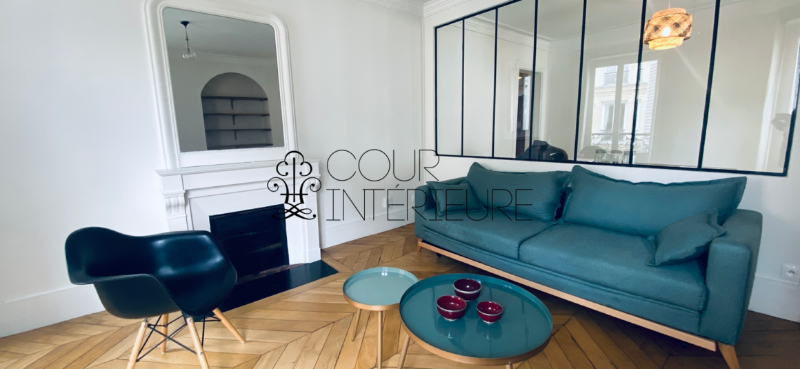 MEUBLÉ – 1 chambre + double séjour – Paris 17ème – 58 m2 – Coeur Village Batignolles – Rue Legendre – 3ème étage avec ascenseur – Loyer charges comprises : 2.300 euros